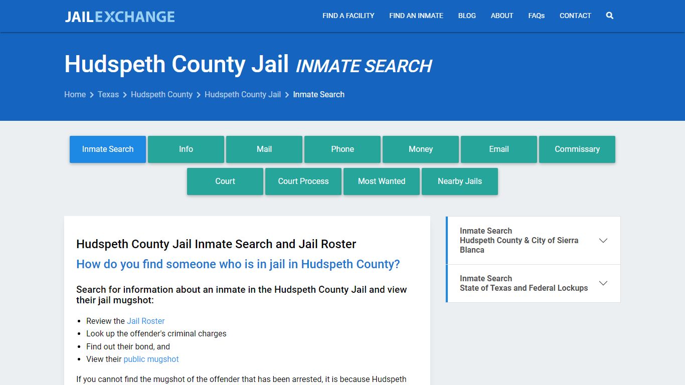 Hudspeth County Jail Inmate Search - Jail Exchange