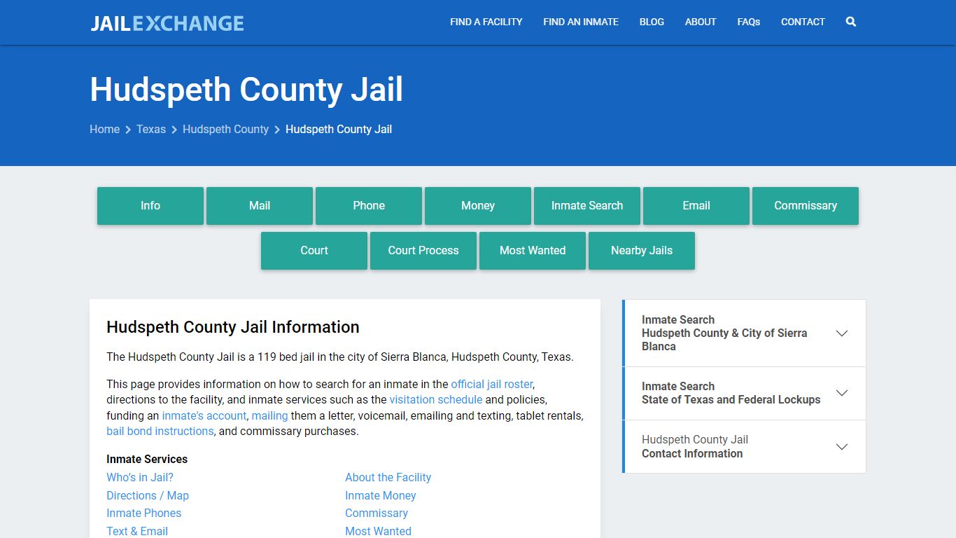 Hudspeth County Jail, TX Inmate Search, Information